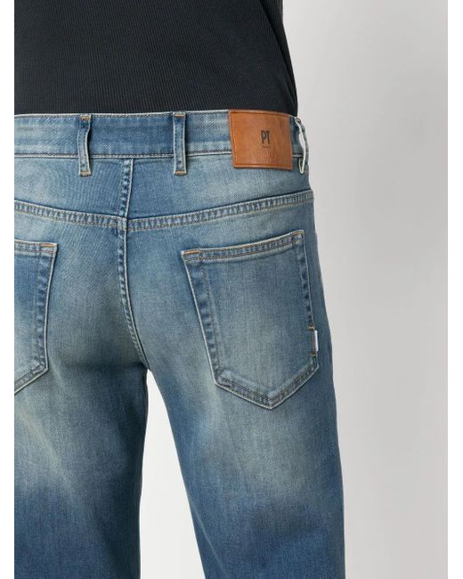 PT Torino Blue Washed Fitted Jeans for men