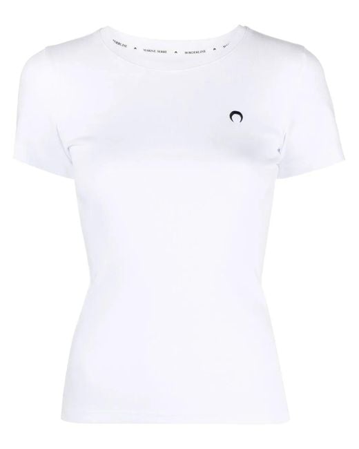 MARINE SERRE White Organic Cotton T-Shirt