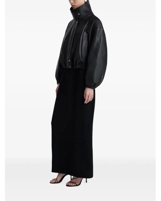 Nour Hammour Black High-Neck Leather Jacket