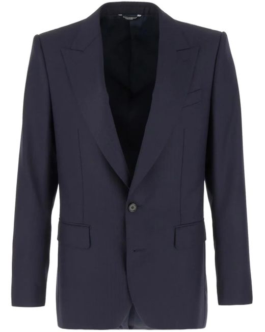 Dolce & Gabbana Blue Wool Double-Breast Blazer for men
