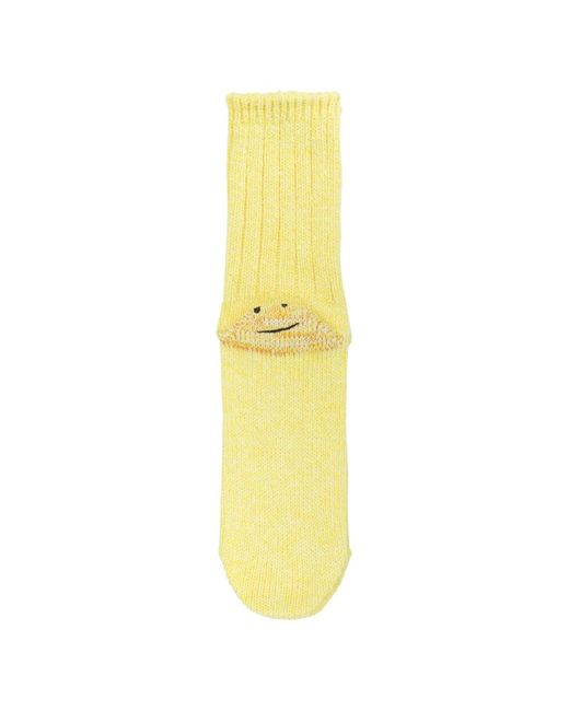Kapital Yellow Happy Heel Socks for men