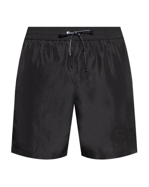 Dolce & Gabbana Gray Logo-Embroidered Swim Shorts for men