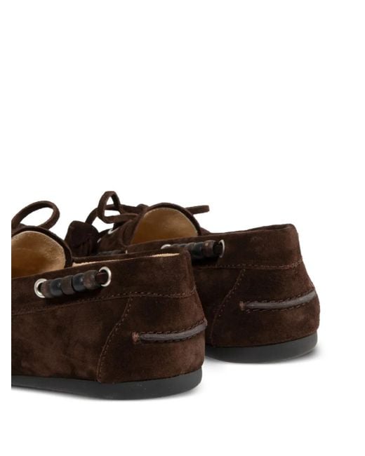 Miu Miu Brown Beaded Tassel Loafers