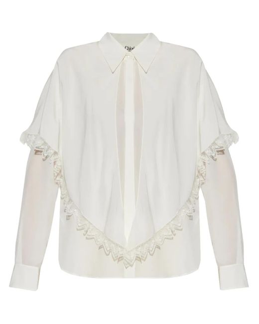 Chloé Zijden Blouse Met Cape in het White