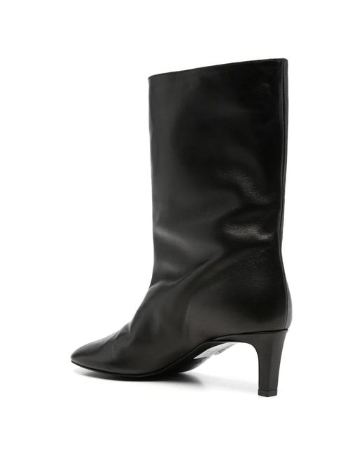 Plan C Black Pointed-Toe Leather Boots