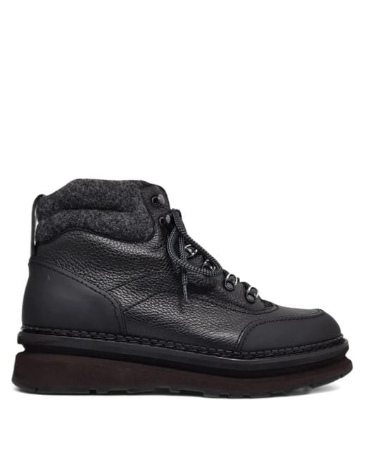 Neil Barrett Leather Lace-Up Hiking Boots in Black for Men  display picture 1