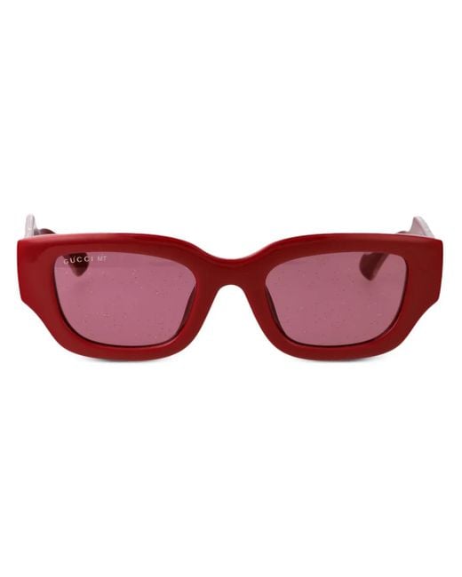 Lunettes De Soleil À Monture Rectangulaire Gucci en coloris Rouge