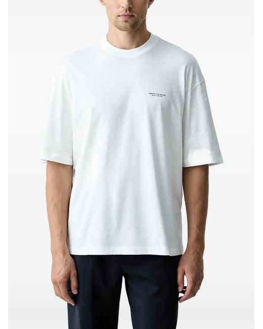 ARMANI EXCHANGE White Logo-Print T-Shirt for men