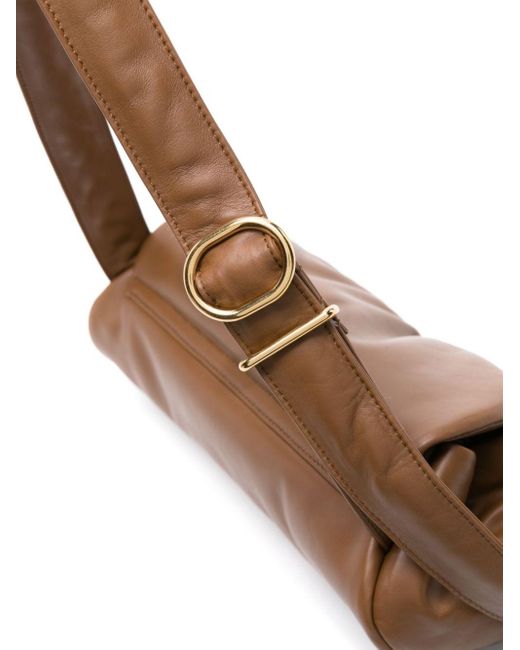 Jil Sander Brown Cylinder Leather Crossbody Bag