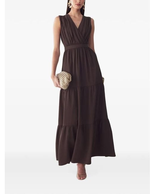 ST MRLO Brown Elowyn Pleated Tiered Maxi Dress