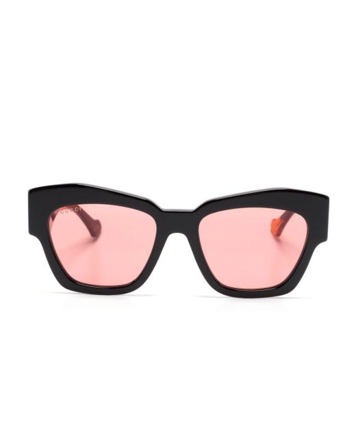 Gucci Pink Logo-plaque Oversize-frame Sunglasses