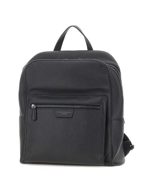 Gianni Chiarini Black Florence Zip Leather Backpack