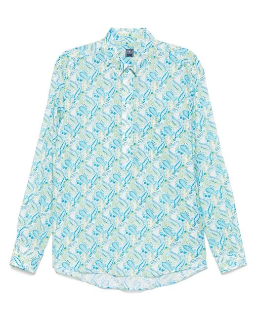 Fedeli Blue Paisley-Print Shirt for men