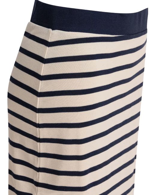 Ines De La Fressange Paris Gray Striped-Pattern Midi Skirt