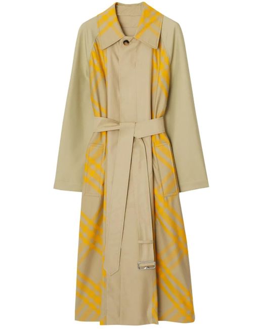 Burberry Yellow Ekd Checked Trench Coat