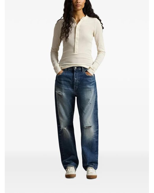 Polo Ralph Lauren White Button-Down Ribbed Top