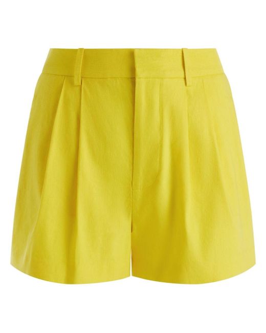 Alice + Olivia Yellow Conry Pleated Shorts