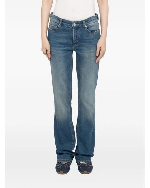 Zadig & Voltaire Blue Logo-Patch Flared Jeans
