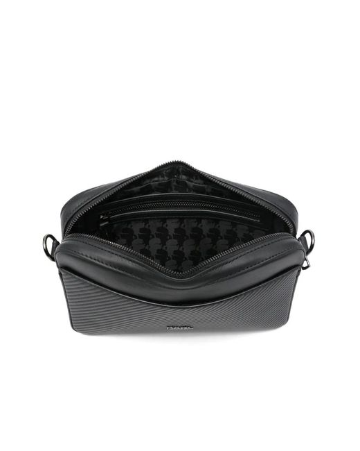 Karl Lagerfeld Black Logo-Plaque Messenger Bag for men