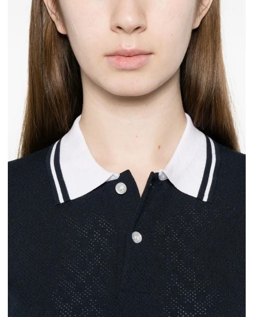 J.Lindeberg Blue Polly Pointelle Polo Top