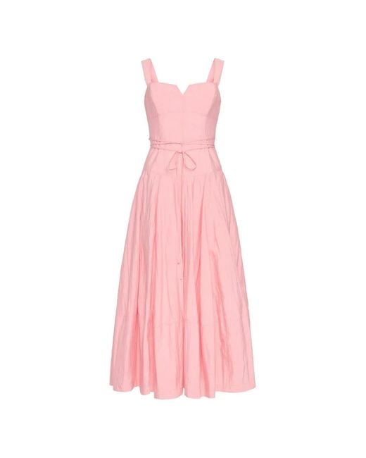 Cinq À Sept Pink Jerome Sweetheart-Neck Tie Midi Dress