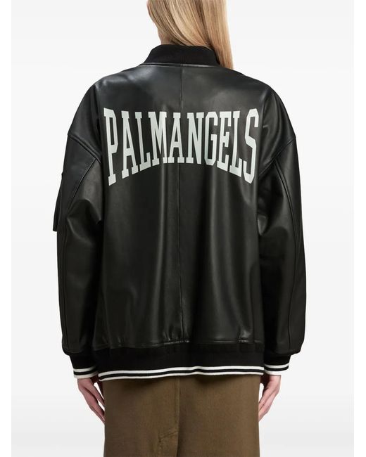 Palm Angels Black College Leather Bomber