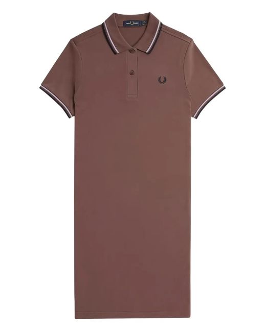 Fred Perry Brown Polo-Collar Mini Dress