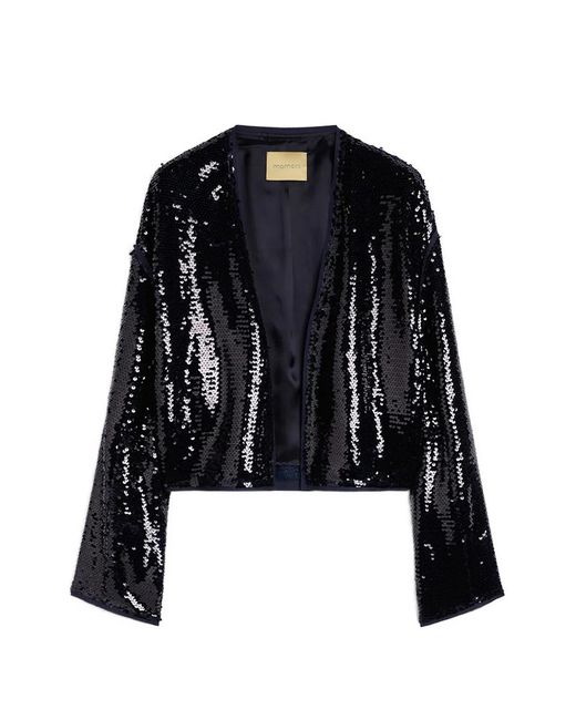 Momoní Black Sequin Raw-Cut Jacket