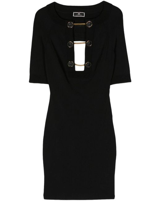 Vestido corto con botones decorativos Elisabetta Franchi de color Black