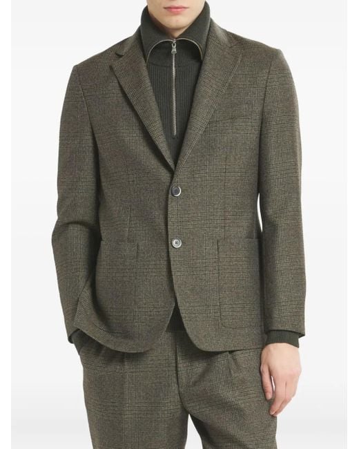 Barena Green Checked Single-Breasted Blazer for men