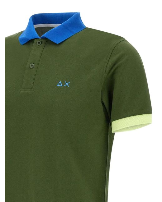 Sun 68 Green Colour-Blocked Polo Shirt for men