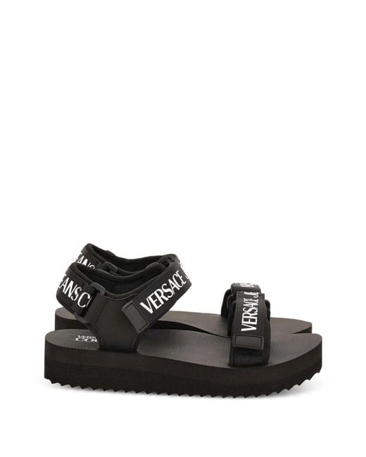 Versace Jeans Couture Black Logo Strap Sandals