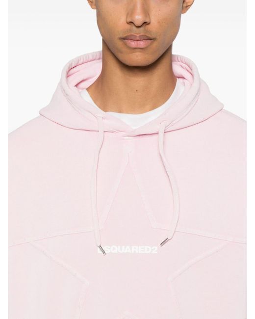 Sudadera con capucha y detalle de estrella DSquared² de hombre de color Pink