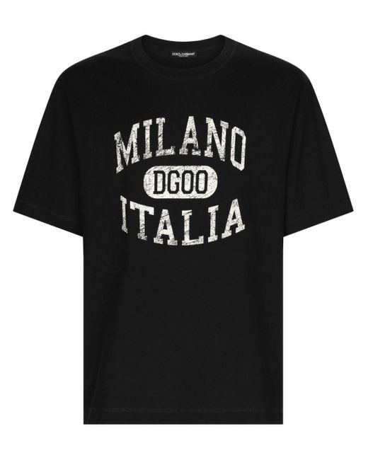 Dolce & Gabbana Black Dg Logo-print Cotton T-shirt for men