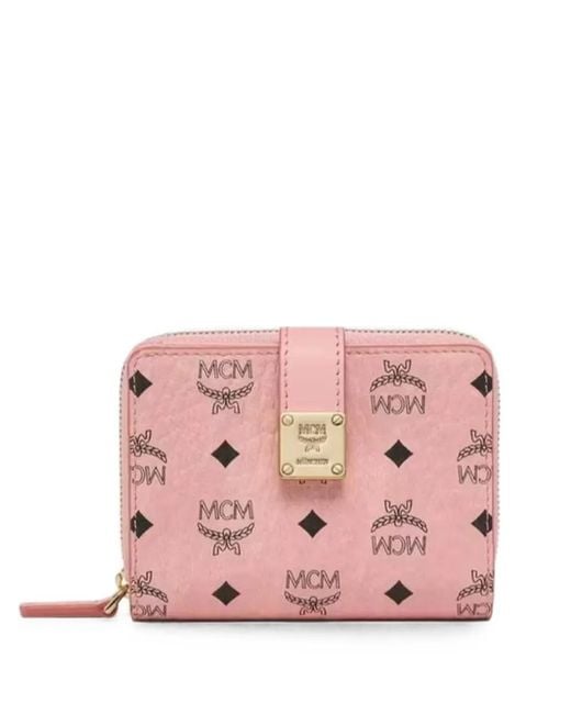 MCM Pink Visetos Monogram-Print Wallet
