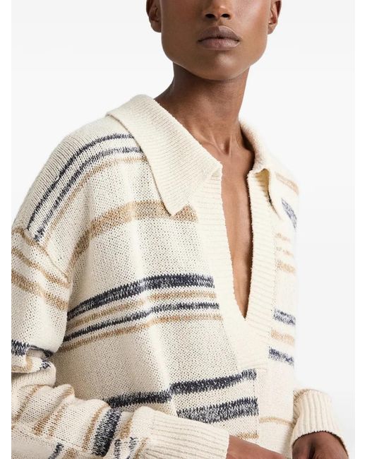 Twp Natural Stripe-Intarsia V-Neck Sweater