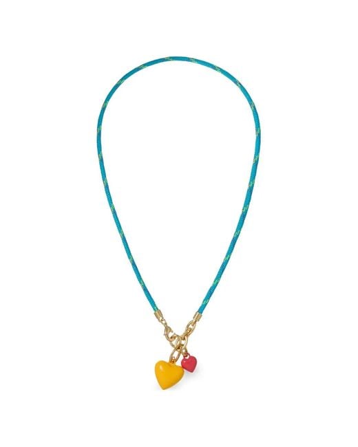 Roxanne Assoulin Blue Happy Cord Double-Heart Necklace