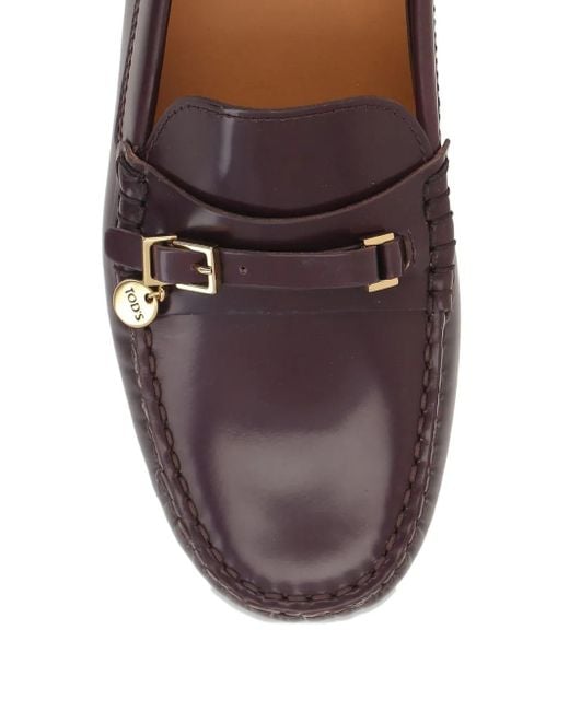Tod's Brown Buckle-Detail Leather Loafers