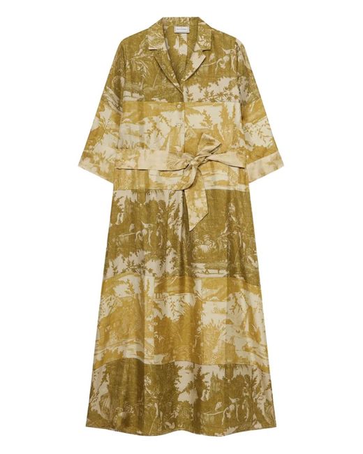 Pierre Louis Mascia Yellow Aloe Silk Maxi Dress