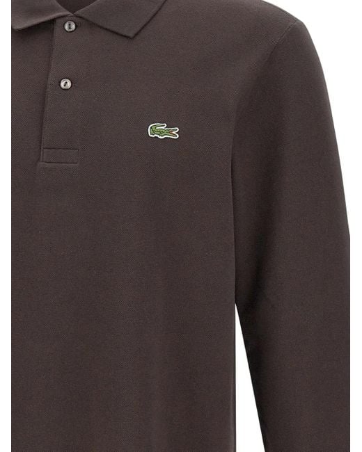 Lacoste Gray Long-Sleeve Ribbed-Collar Polo Shirt for men