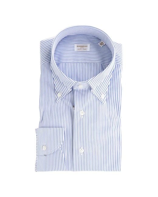 Borriello Blue Stripe-Pattern Button-Down Shirt for men