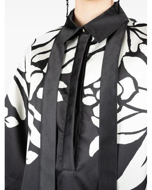 Elie Saab Black Bluse mit Blumen-Print