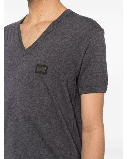 Dolce & Gabbana Black Logo-appliquéd Cotton T-shirt for men