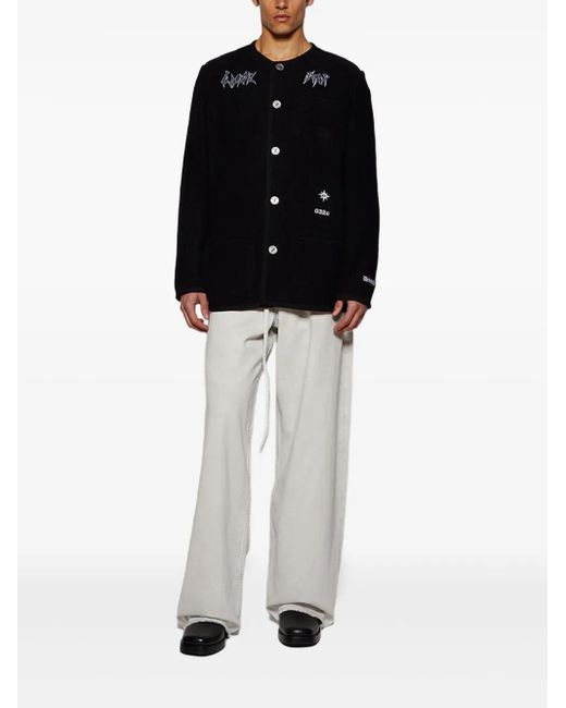 032c Black Ghost Writer Button-Up Embroidered Jacket for men