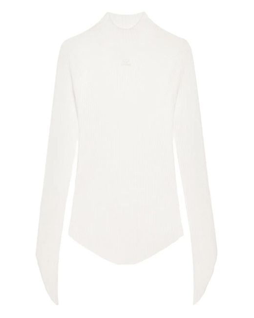 Top de canalé con cuello alto Courreges de color White
