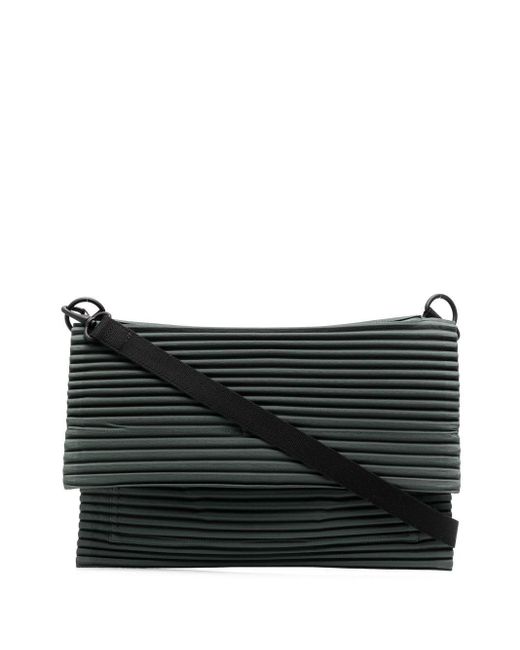 Homme Plissé Issey Miyake Satin Pleats Flat Shoulder Bag in Green for ...