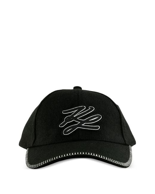 Karl Lagerfeld Black Logo-Patch Cap