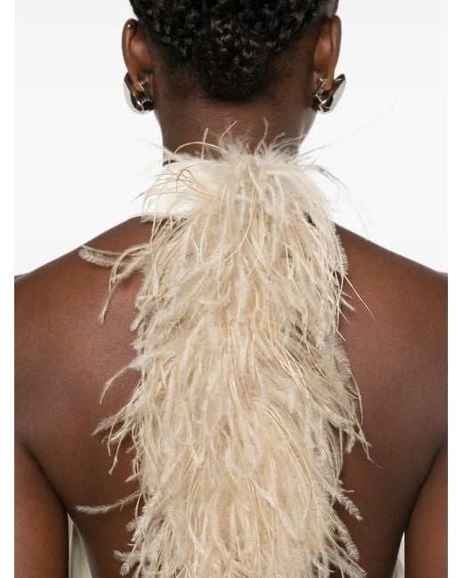 The Archivia White Riviera Feather-Trim Maxi Dress