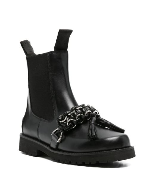 Toga Black Chain-Tassel Chelsea Boots
