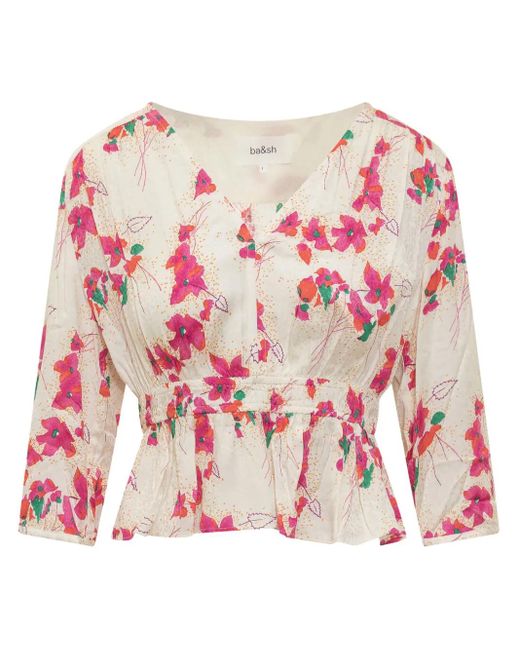 Ba&sh Pink Floral-Print Blouse